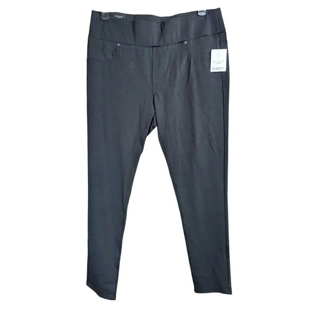 Max Jeans Dress Pants 18W Black Stretch Solid Logo Ponte Knit Back Pockets